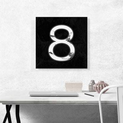 Classy Black White Marble Alphabet Number 8 Eight Numeral