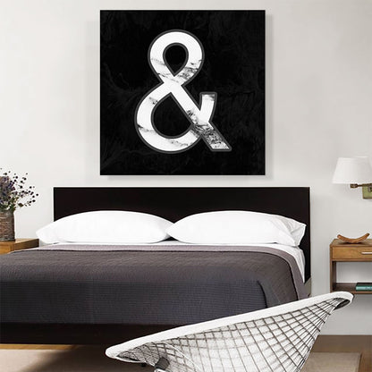 Classy Black White Marble Alphabet And Sign Symbol