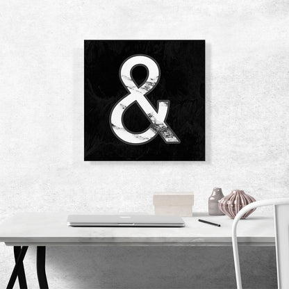 Classy Black White Marble Alphabet And Sign Symbol