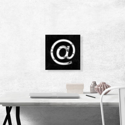 Classy Black White Marble Alphabet At Sign Symbol