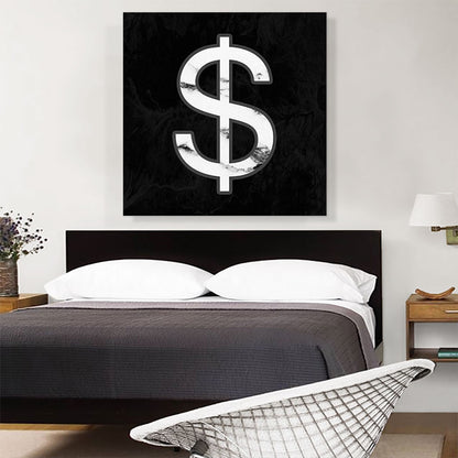 Classy Black White Marble Alphabet Dollar Sign Symbol