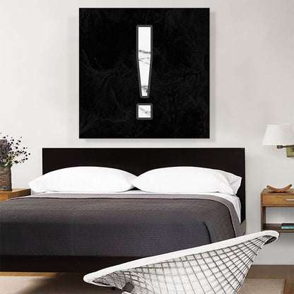 Classy Black White Marble Alphabet Exclamation Point Mark Sign