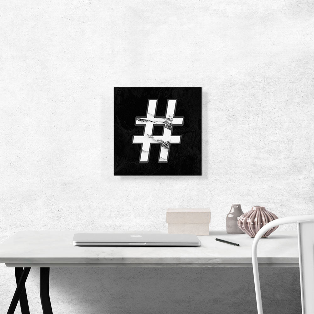 Classy Black White Marble Alphabet Number Sign Hash Tag Pound