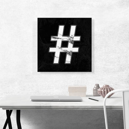 Classy Black White Marble Alphabet Number Sign Hash Tag Pound