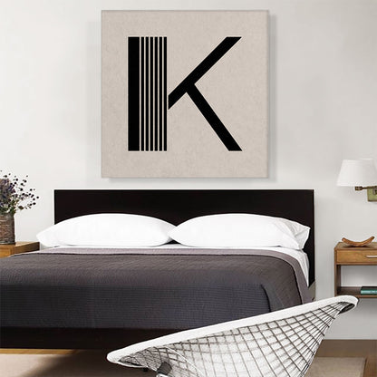 Beige Black Line Alphabet Letter K