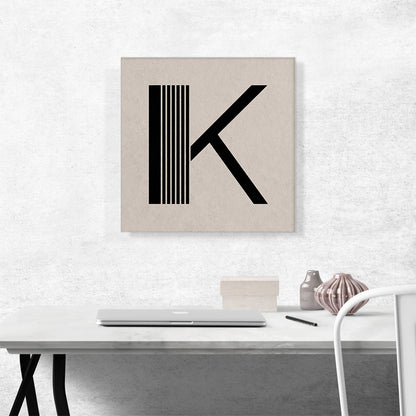Beige Black Line Alphabet Letter K