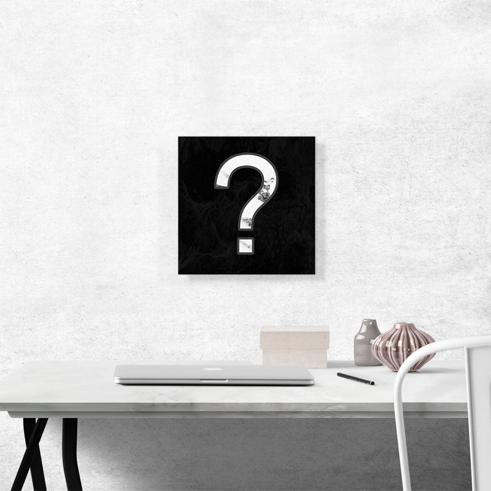 Classy Black White Marble Alphabet Question Mark Symbol