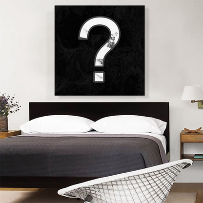 Classy Black White Marble Alphabet Question Mark Symbol