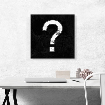 Classy Black White Marble Alphabet Question Mark Symbol