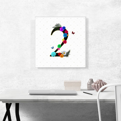 Flower Plant Butterfly Alphabet Number 2 Two Numeral