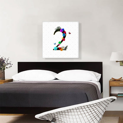 Flower Plant Butterfly Alphabet Number 2 Two Numeral