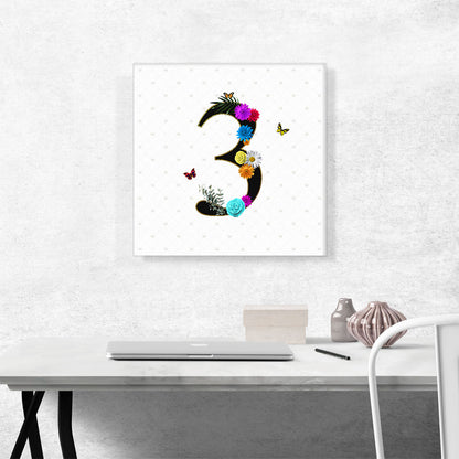 Flower Plant Butterfly Alphabet Number 3 Three Numeral