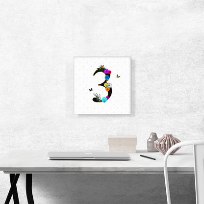 Flower Plant Butterfly Alphabet Number 3 Three Numeral