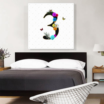 Flower Plant Butterfly Alphabet Number 3 Three Numeral