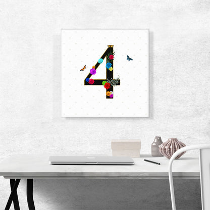 Flower Plant Butterfly Alphabet Number 4 Four Numeral