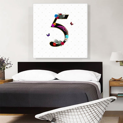 Flower Plant Butterfly Alphabet Number 5 Five Numeral
