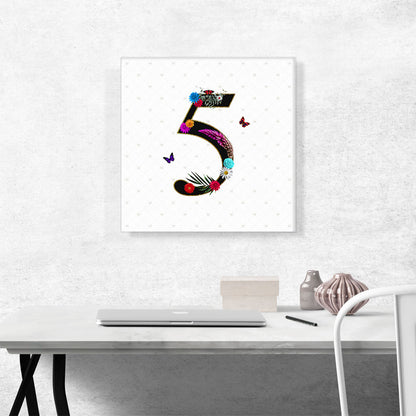 Flower Plant Butterfly Alphabet Number 5 Five Numeral