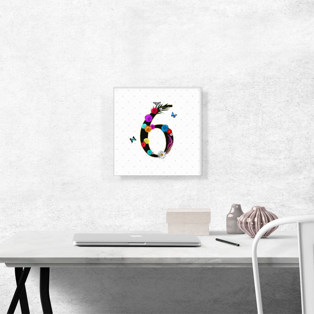 Flower Plant Butterfly Alphabet Number 6 Six Numeral