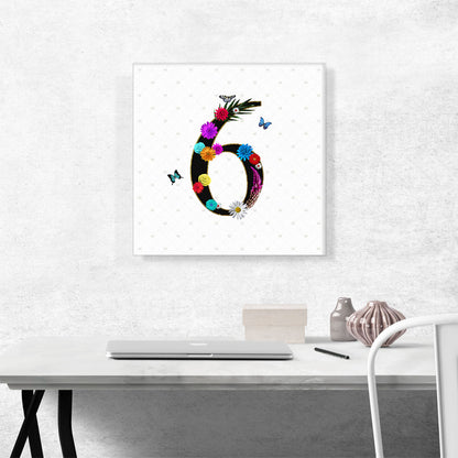 Flower Plant Butterfly Alphabet Number 6 Six Numeral