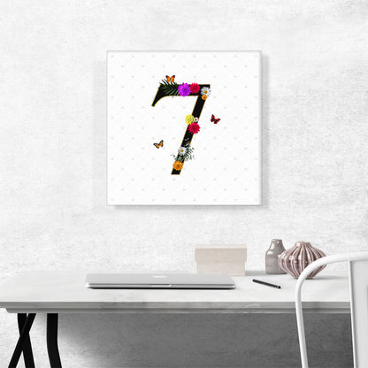 Flower Plant Butterfly Alphabet Number 7 Seven Numeral