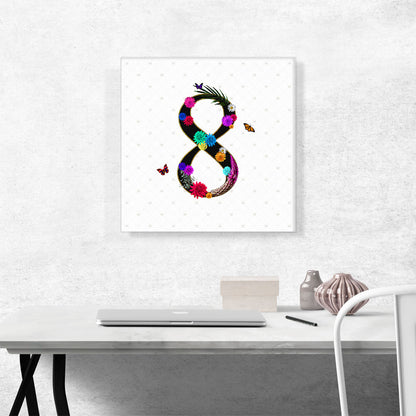 Flower Plant Butterfly Alphabet Number 8 Eight Numeral