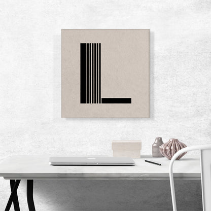 Beige Black Line Alphabet Letter L
