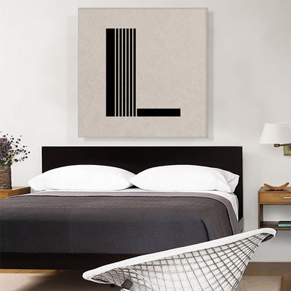 Beige Black Line Alphabet Letter L