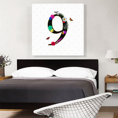 Flower Plant Butterfly Alphabet Number 9 Nine Numeral