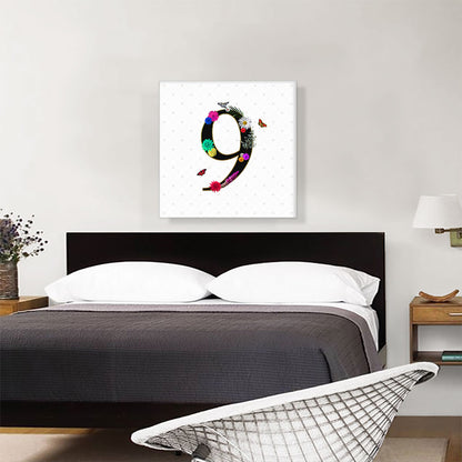 Flower Plant Butterfly Alphabet Number 9 Nine Numeral