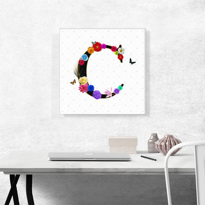 Flower Plant Butterfly Alphabet Letter C