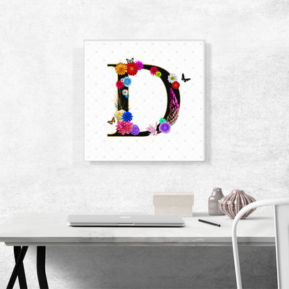 Flower Plant Butterfly Alphabet Letter D