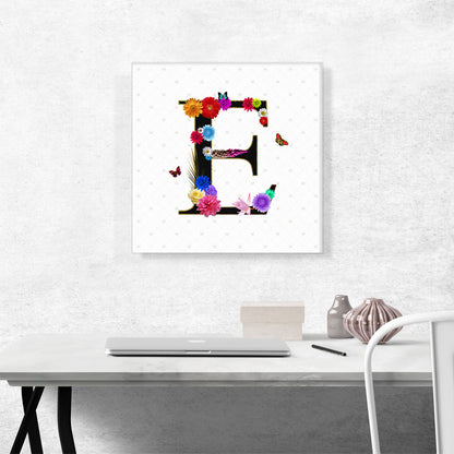 Flower Plant Butterfly Alphabet Letter E