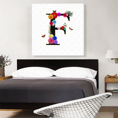 Flower Plant Butterfly Alphabet Letter F
