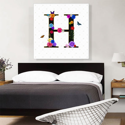 Flower Plant Butterfly Alphabet Letter H
