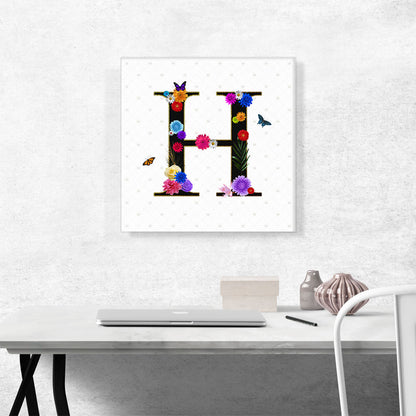 Flower Plant Butterfly Alphabet Letter H