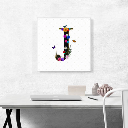 Flower Plant Butterfly Alphabet Letter J