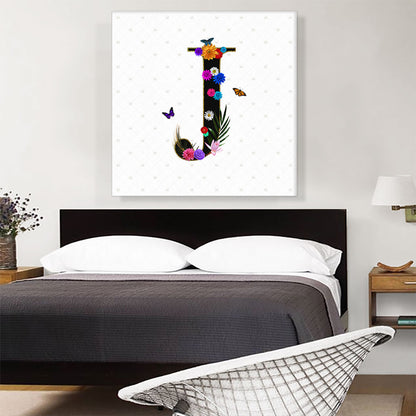 Flower Plant Butterfly Alphabet Letter J