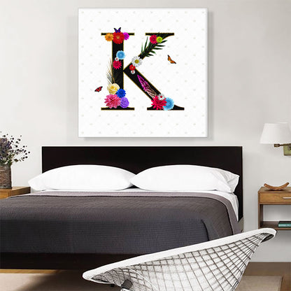 Flower Plant Butterfly Alphabet Letter K