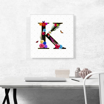 Flower Plant Butterfly Alphabet Letter K