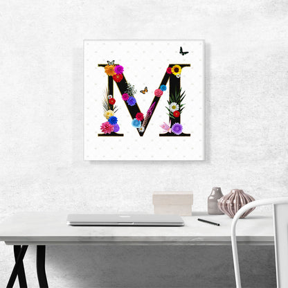 Flower Plant Butterfly Alphabet Letter M