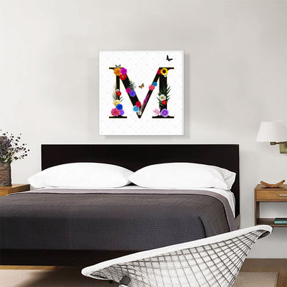 Flower Plant Butterfly Alphabet Letter M