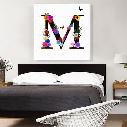 Flower Plant Butterfly Alphabet Letter M