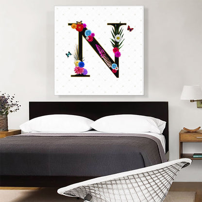 Flower Plant Butterfly Alphabet Letter N