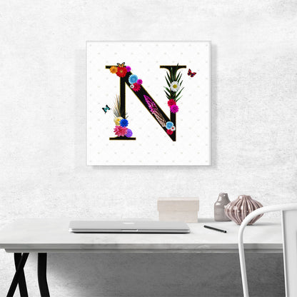Flower Plant Butterfly Alphabet Letter N