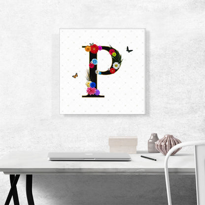 Flower Plant Butterfly Alphabet Letter P