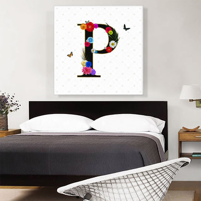 Flower Plant Butterfly Alphabet Letter P