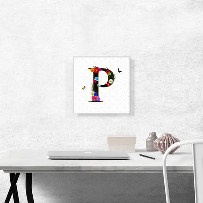 Flower Plant Butterfly Alphabet Letter P