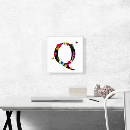 Flower Plant Butterfly Alphabet Letter Q