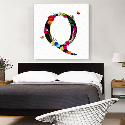 Flower Plant Butterfly Alphabet Letter Q