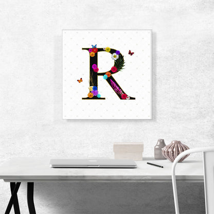 Flower Plant Butterfly Alphabet Letter R